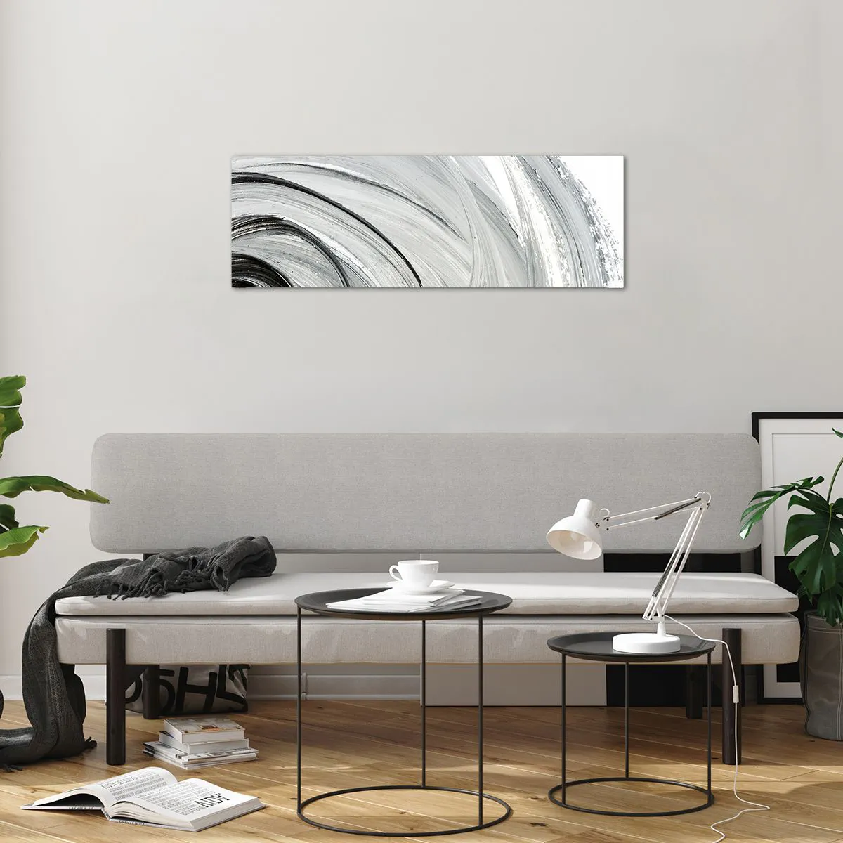 Tablou pe sticlă - Compoziție orbitală - 90x30 cm