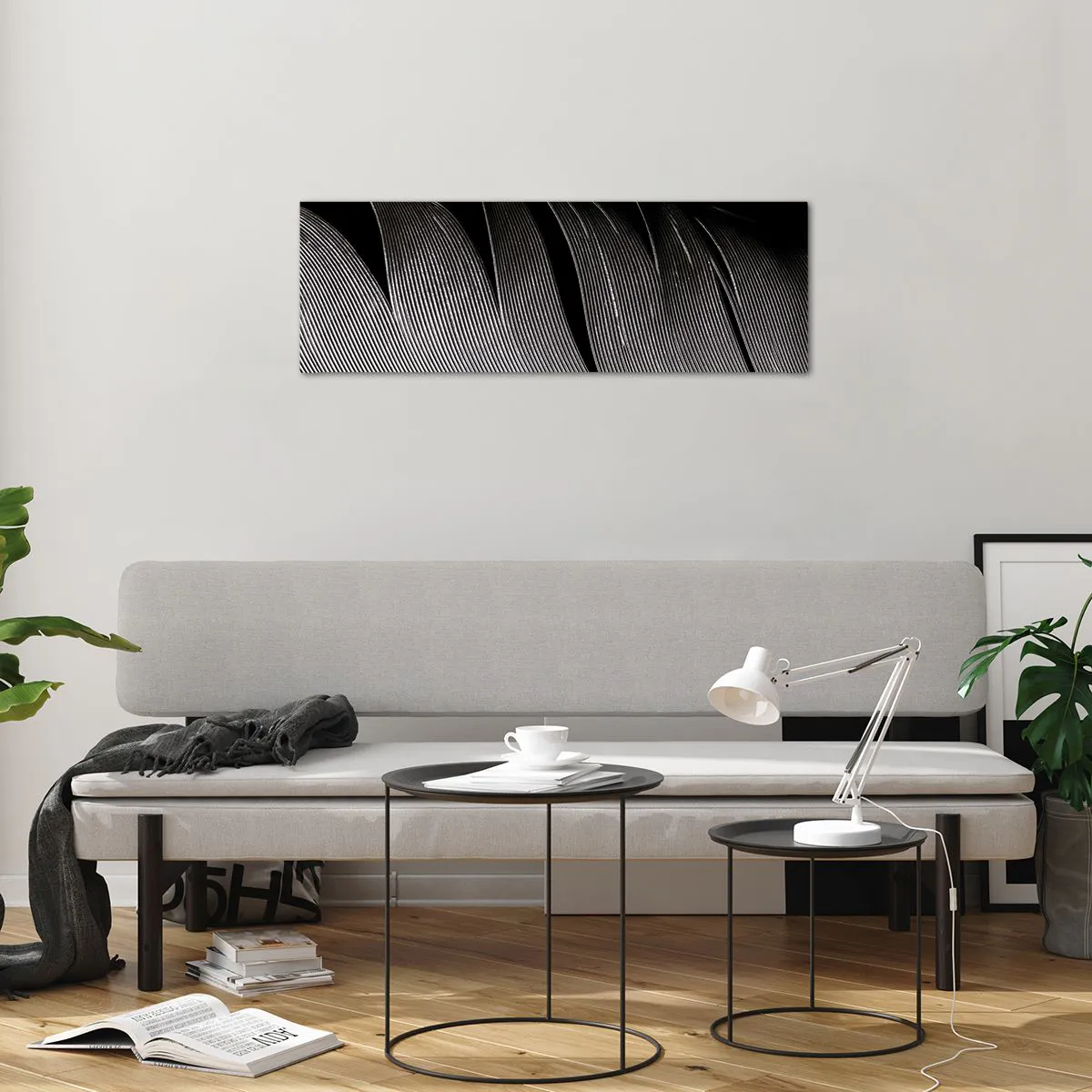 Glastavla - Bild på glas - Fjäder - en underbar konstruktion - 90x30 cm