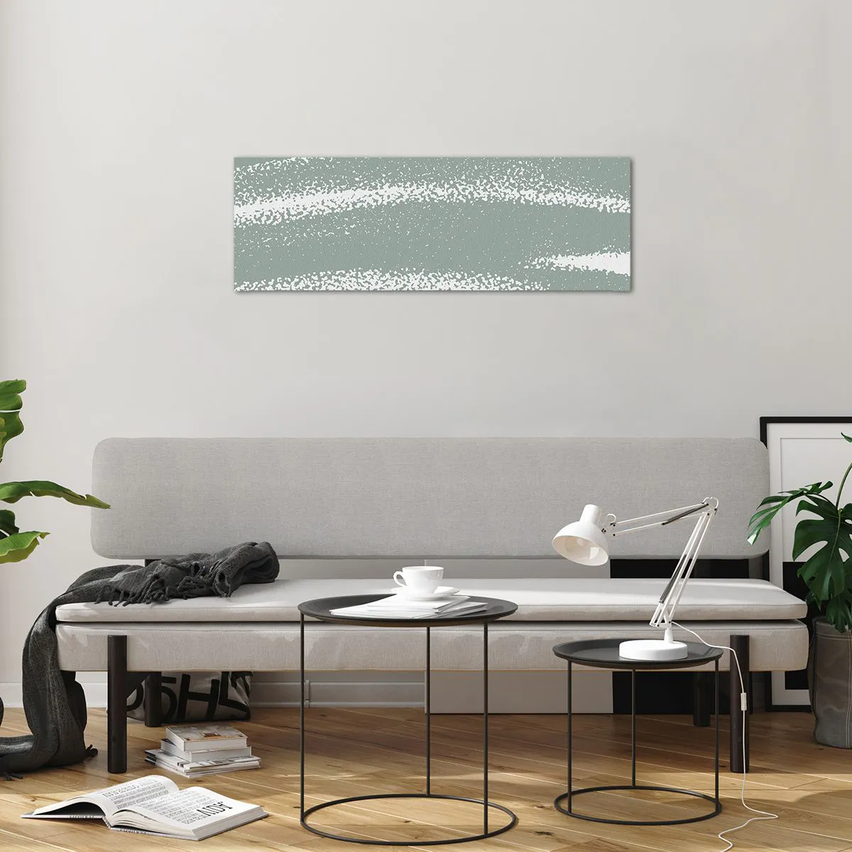 Tablou pe sticlă - Abstracție în stil de iarnă - 90x30 cm