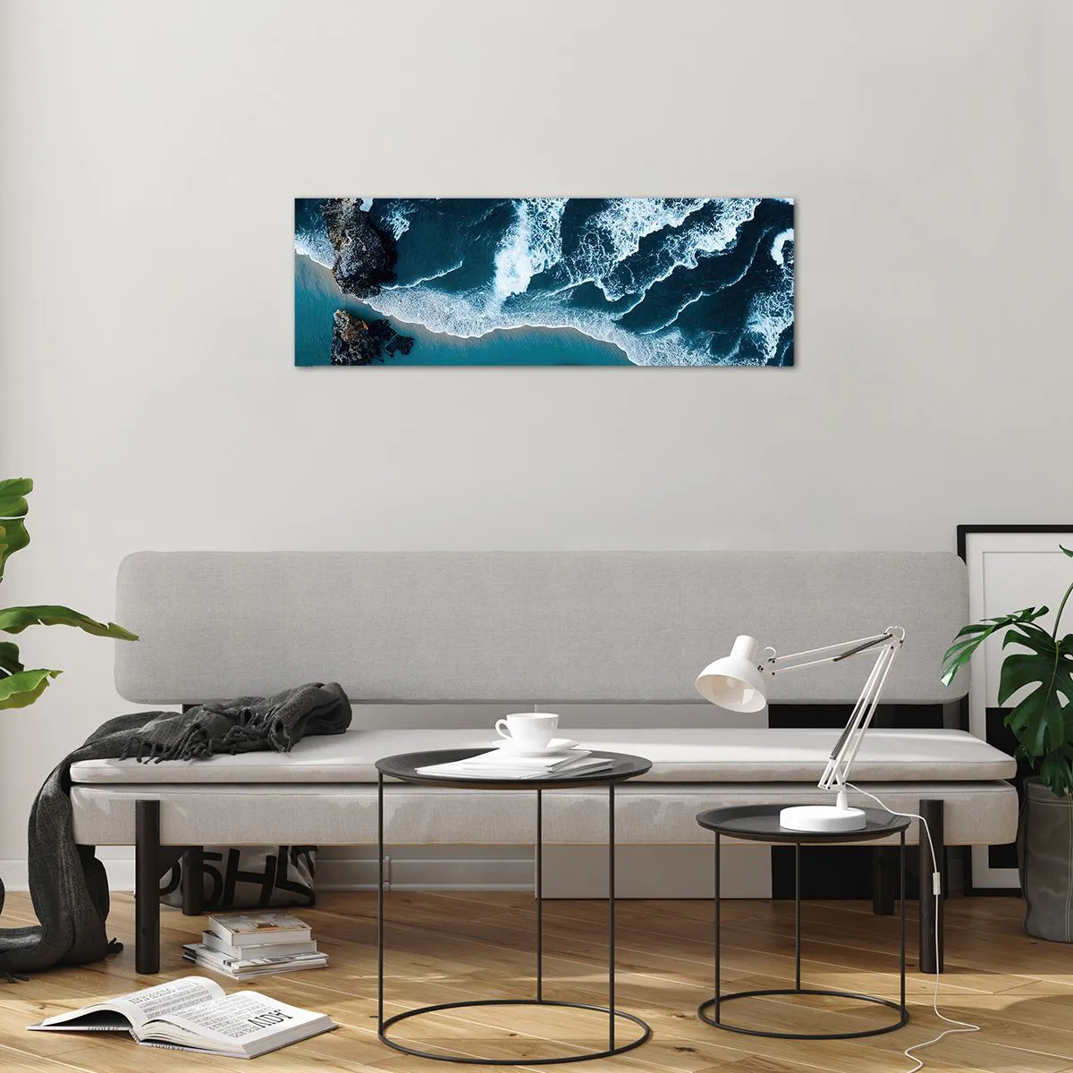 Impression sur verre - Image sur verre - Enveloppé par les vagues - 90x30 cm