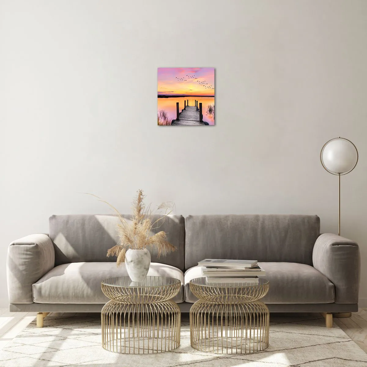 Glastavla - Bild på glas - Tyst viol gryning - 30x30 cm