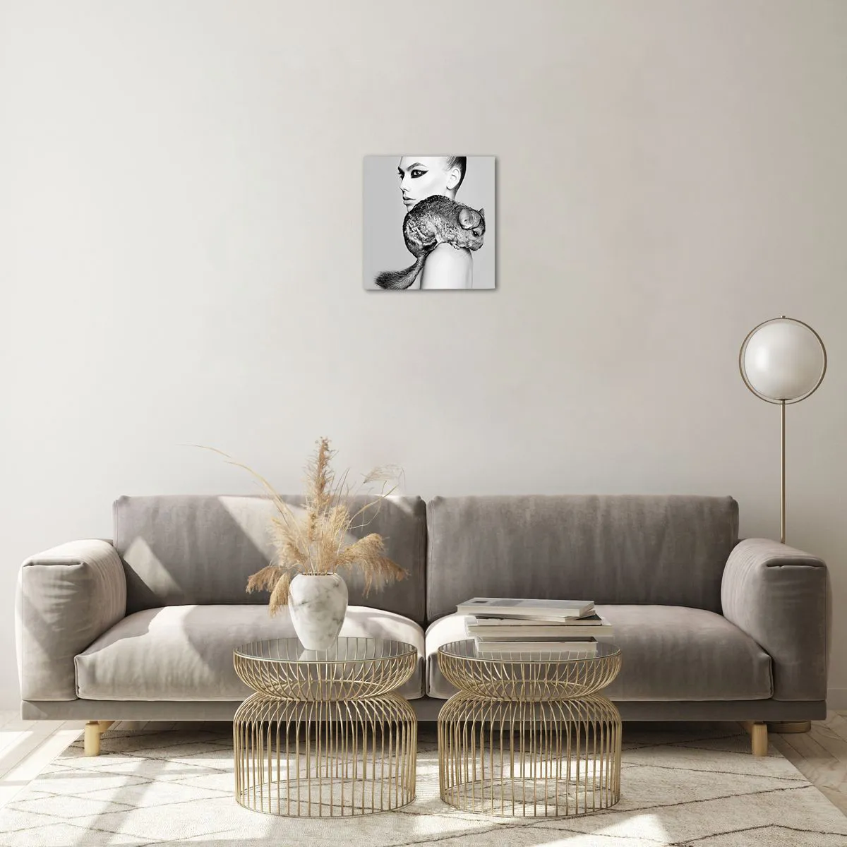 Cuadro sobre vidrio - Impresiones sobre Vidrio - Dama con chinchilla - 30x30 cm