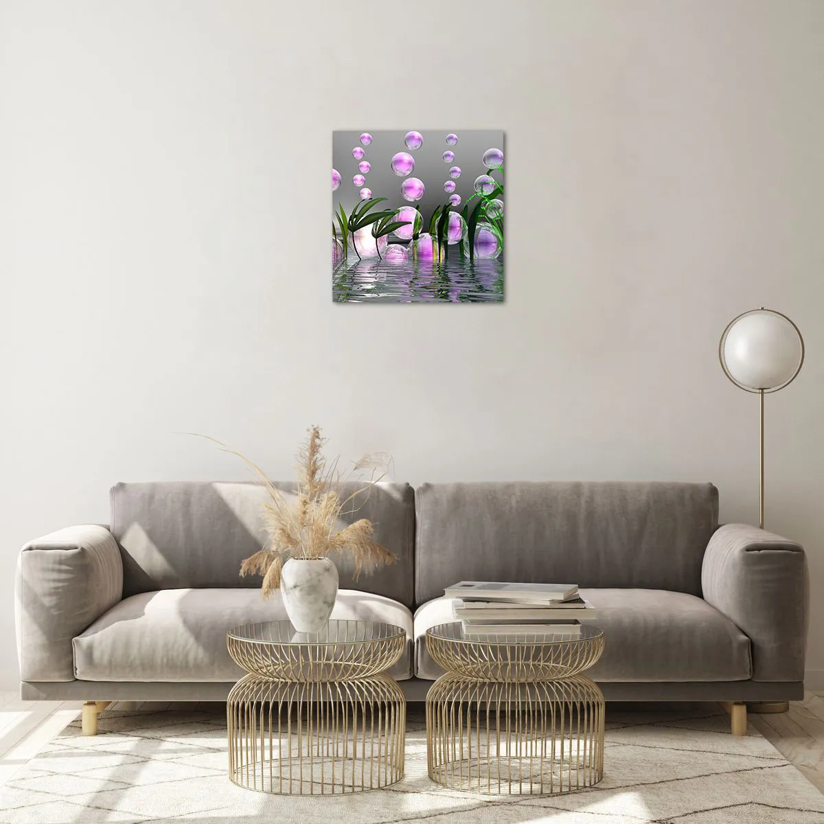 Glass picture - Reflexive Composition of Lightness and Life - 40x40 cm