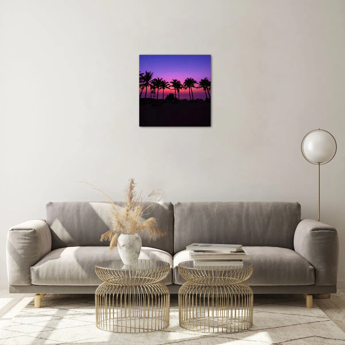 Glass picture - Evening under the Palms - 40x40 cm