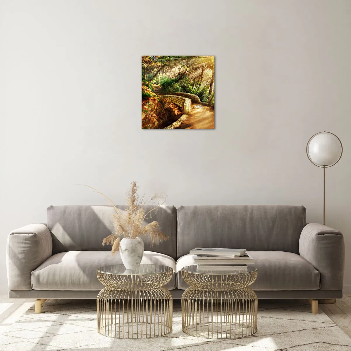 Impression sur verre - Image sur verre - Directement du pont dans une forêt de conte de fées - 40x40 cm