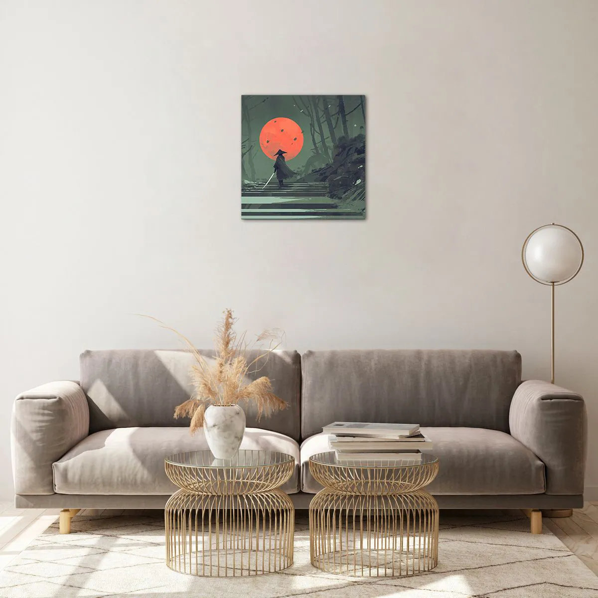 Impression sur verre - Image sur verre - Guerrier de la lune rouge - 40x40 cm