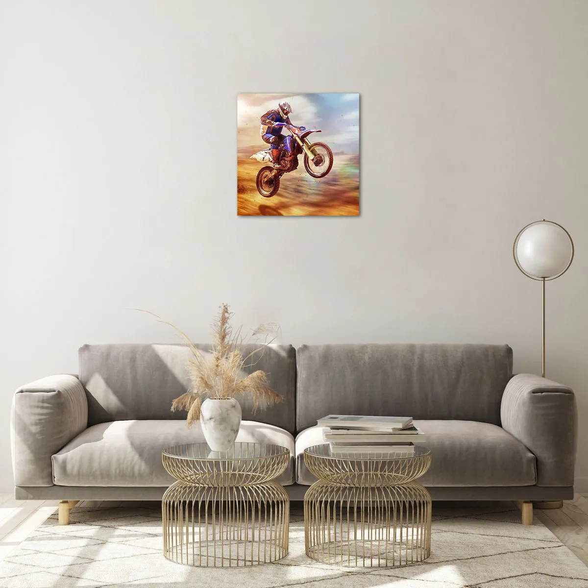 Obraz na skle - Motocyklová závrať - 40x40 cm