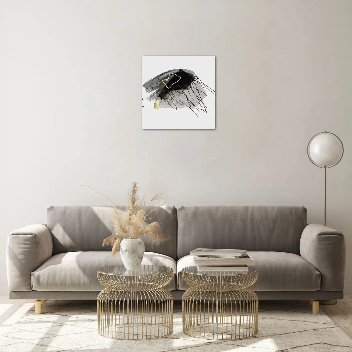 Quadro su vetro - In nero e in oro - 40x40 cm