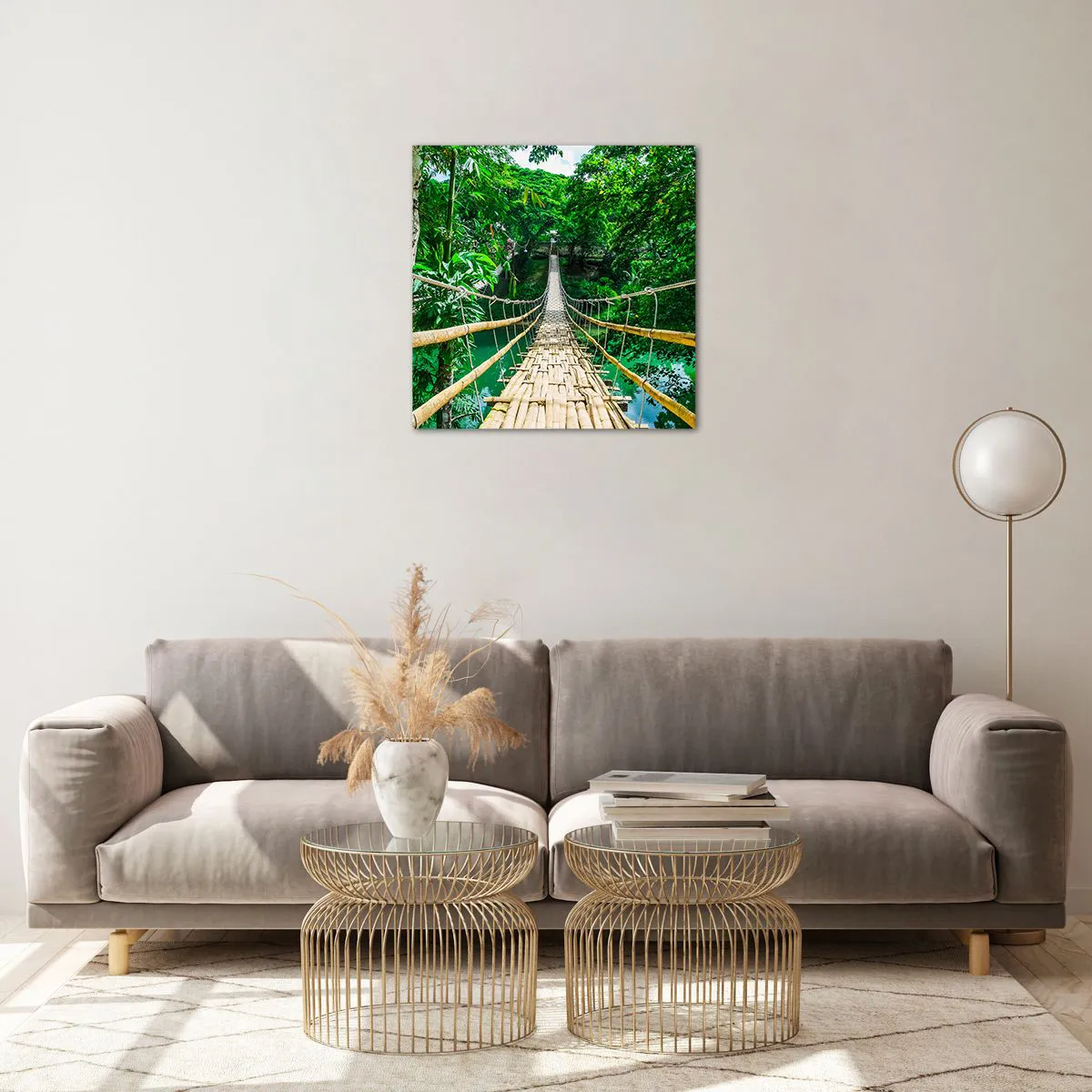 Üveg kép - Majomhíd a zöld felett - 50x50 cm