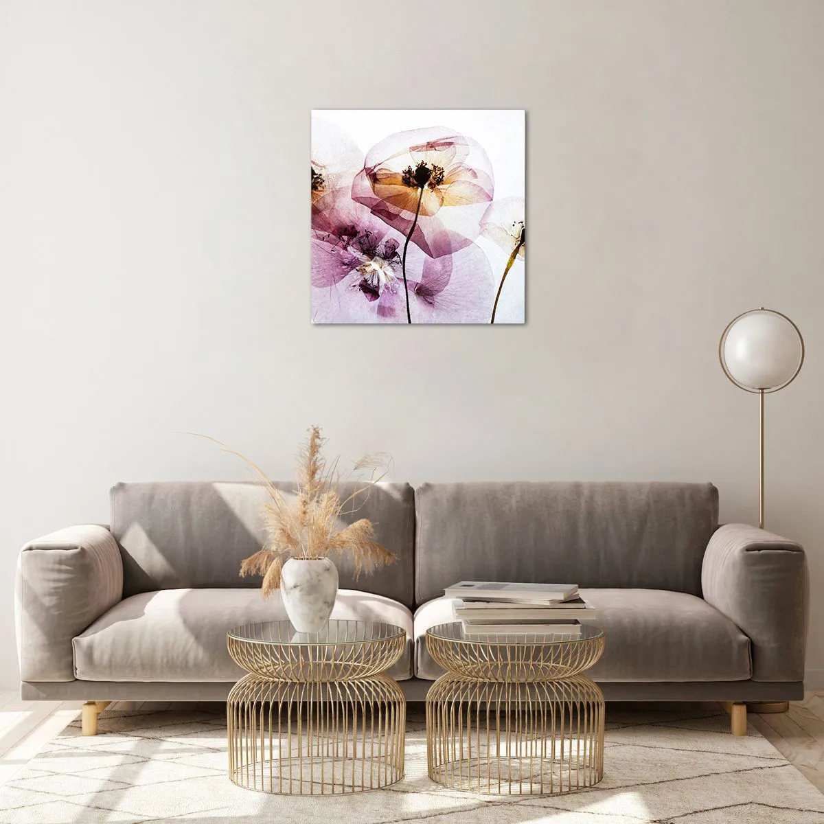 Impression sur verre - Image sur verre - Corps de fleurs transparente - 50x50 cm