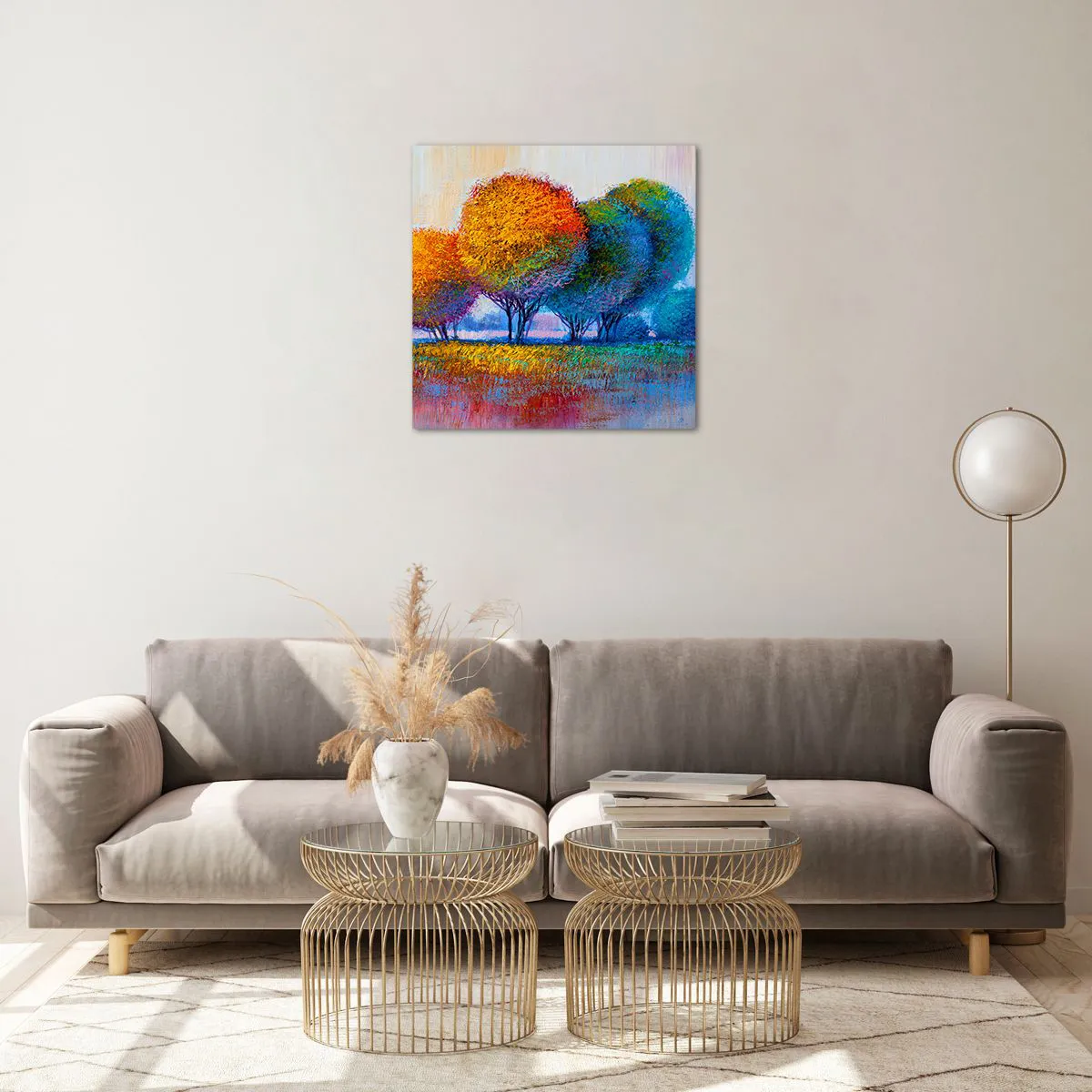 Impression sur verre - Image sur verre - Un bouquet de couleurs éclatantes - 50x50 cm