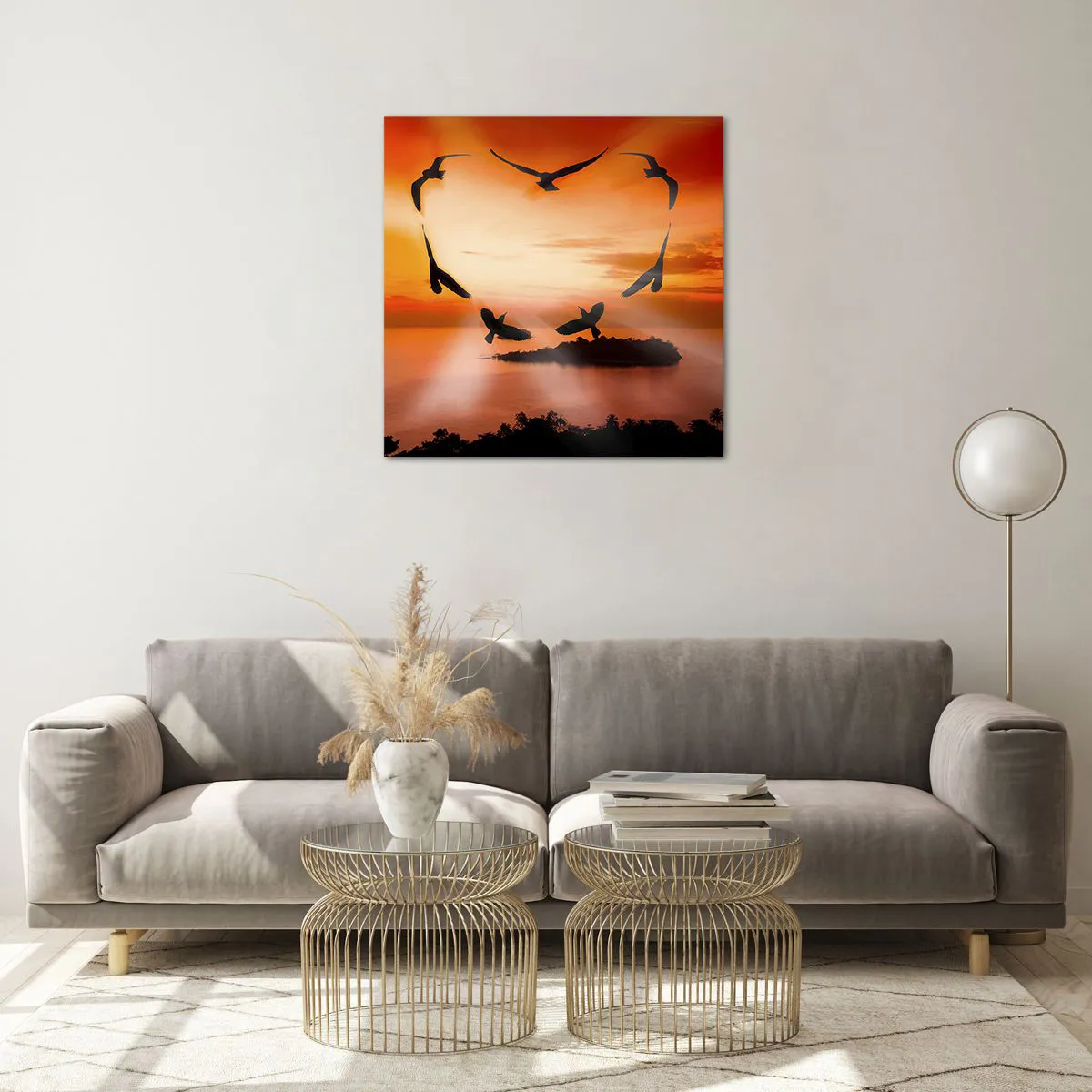 Glass picture - Love the World Like Birds - 60x60 cm