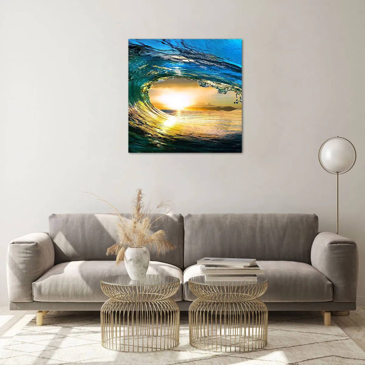 Glass picture - In an Emerald and Gold Crystal - 60x60 cm