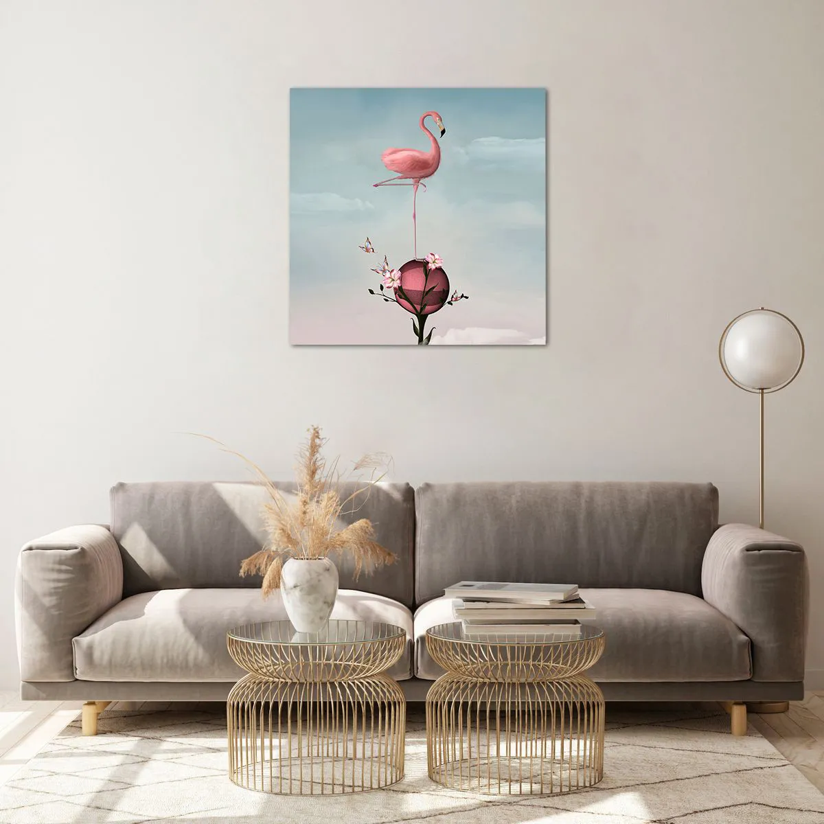 Tablou pe sticlă - Alegoria mingii de baschet - 60x60 cm