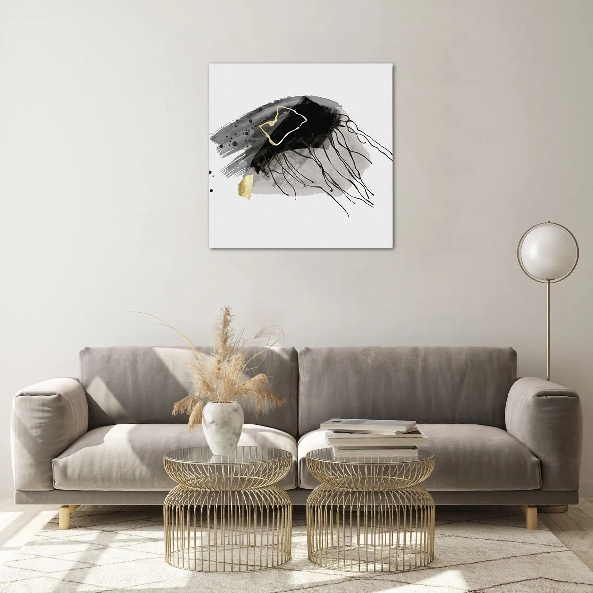 Impression sur verre - Image sur verre - En noir et en or - 60x60 cm