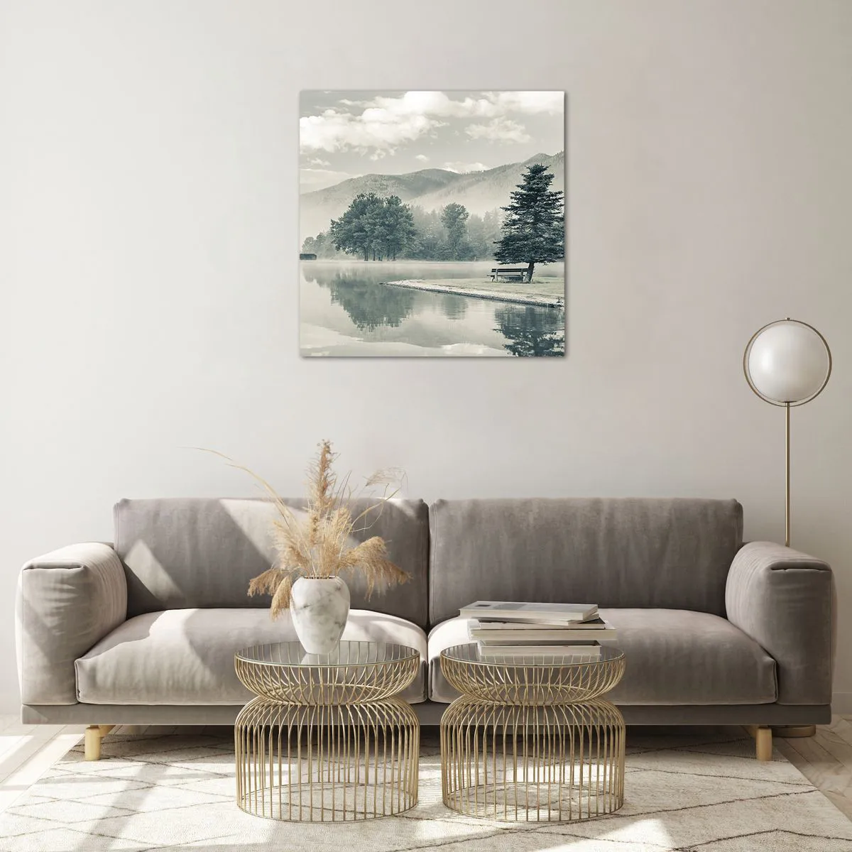 Obraz na skle - Jazero ešte spí - 60x60 cm