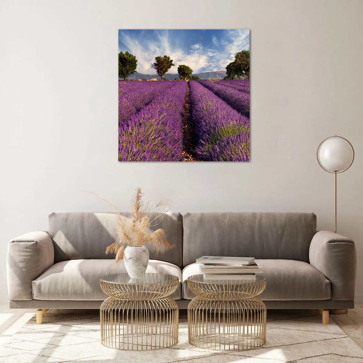 Glass picture - Lavender Fields - 70x70 cm