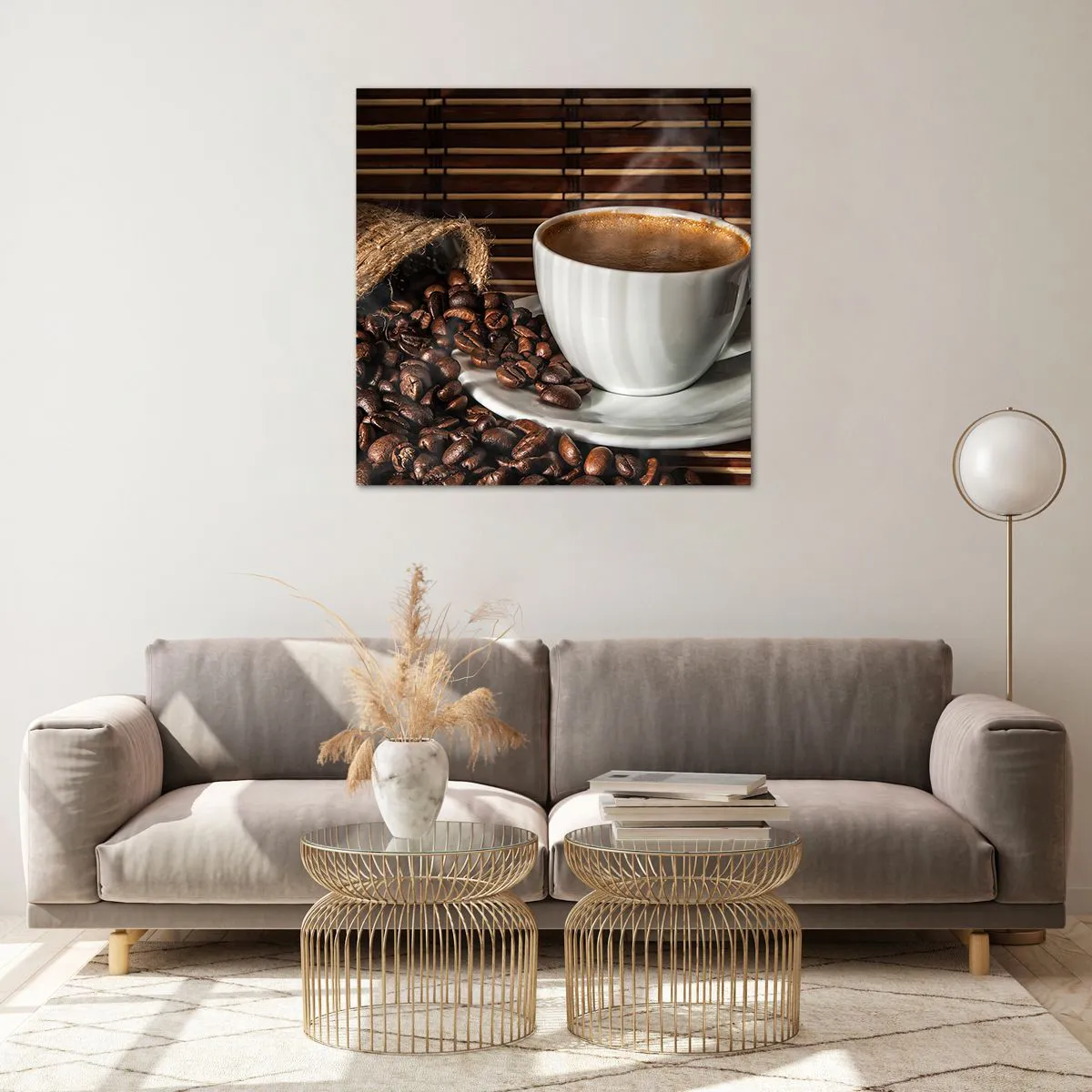 Tablou pe sticlă - Negru de cărbune, transparență de chihlimbar - 70x70 cm