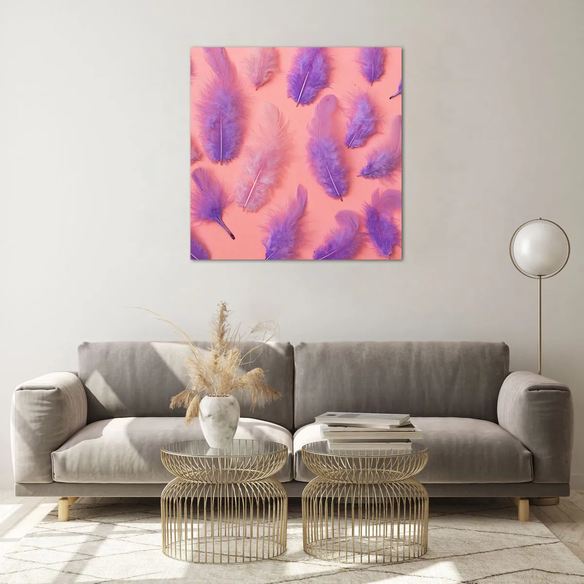 Cuadro sobre vidrio - Impresiones sobre Vidrio - Un pájaro lila del deseo - 70x70 cm