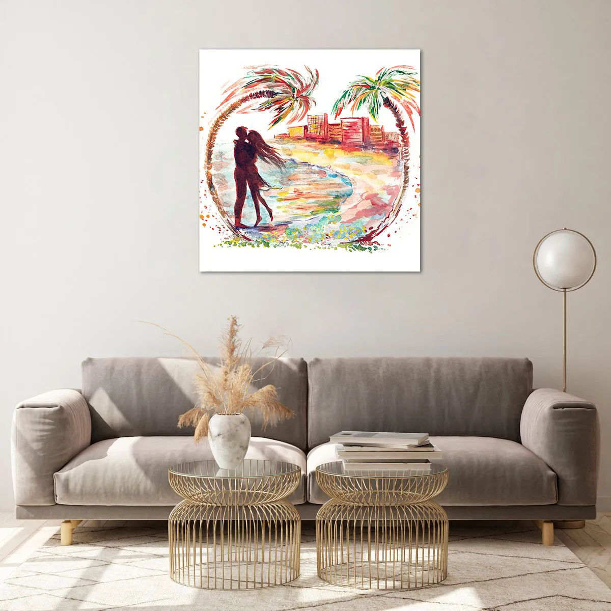 Cuadro sobre vidrio - Impresiones sobre Vidrio - Unas vacaciones románticas - 70x70 cm