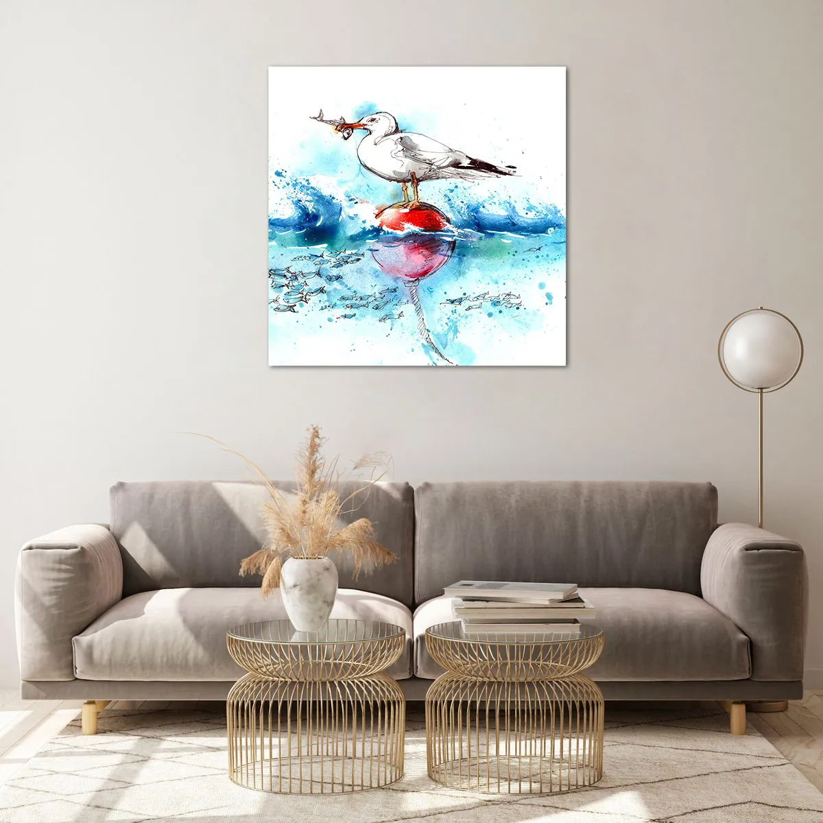 Obraz na szkle - Udany połów - 70x70 cm