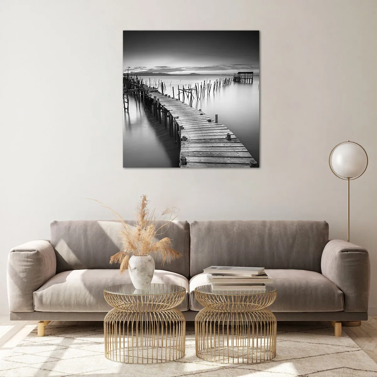 Tablou pe sticlă - Liniștea unui țărm uitat - 70x70 cm