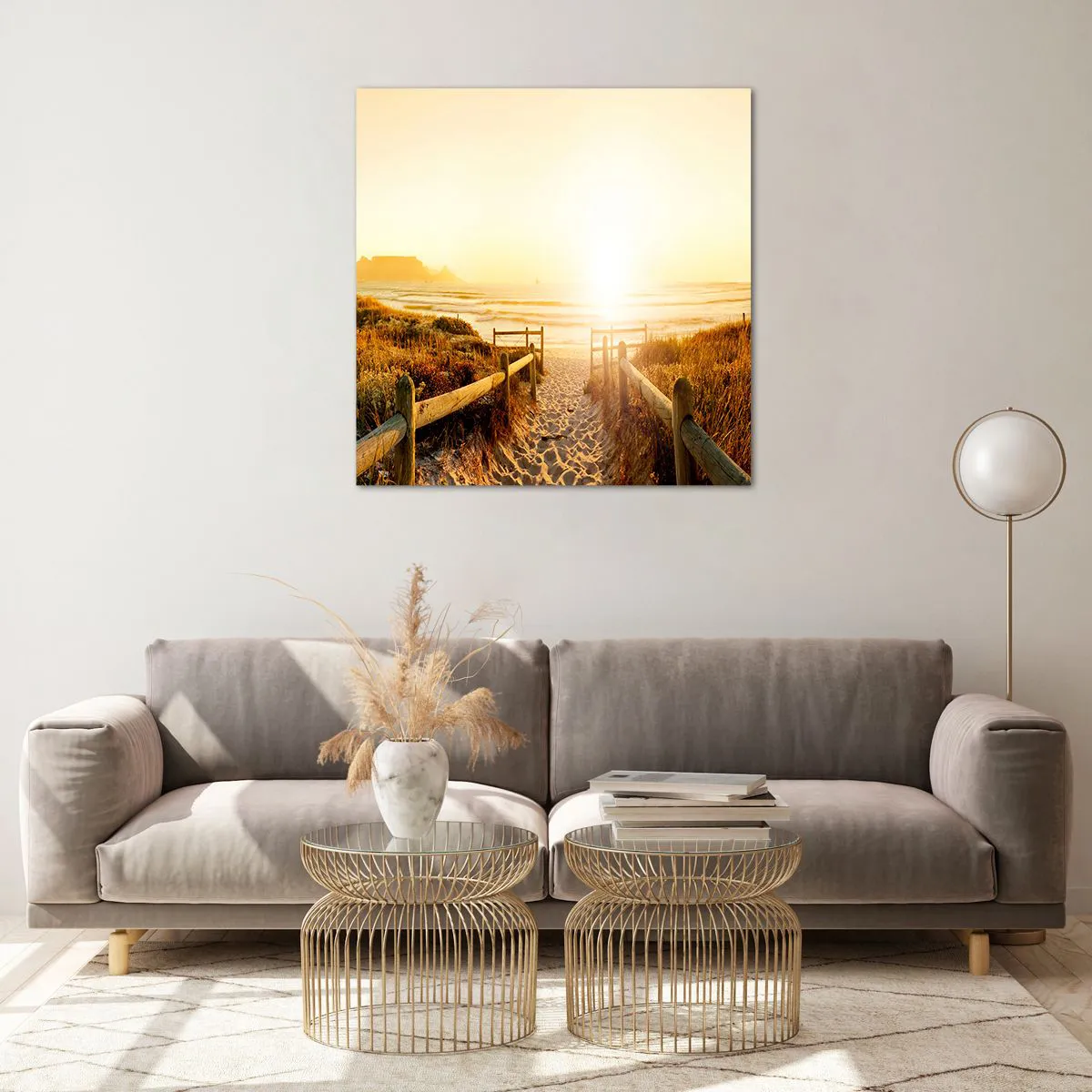 Tablou pe sticlă - Prin dune spre soare - 70x70 cm