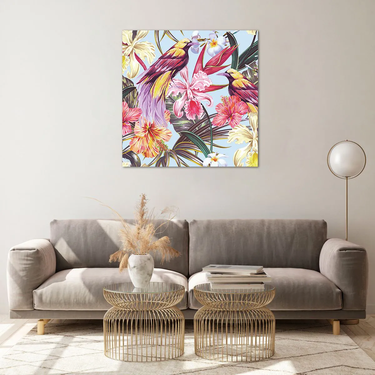 Glass picture - Flakes and Feathers - 70x70 cm