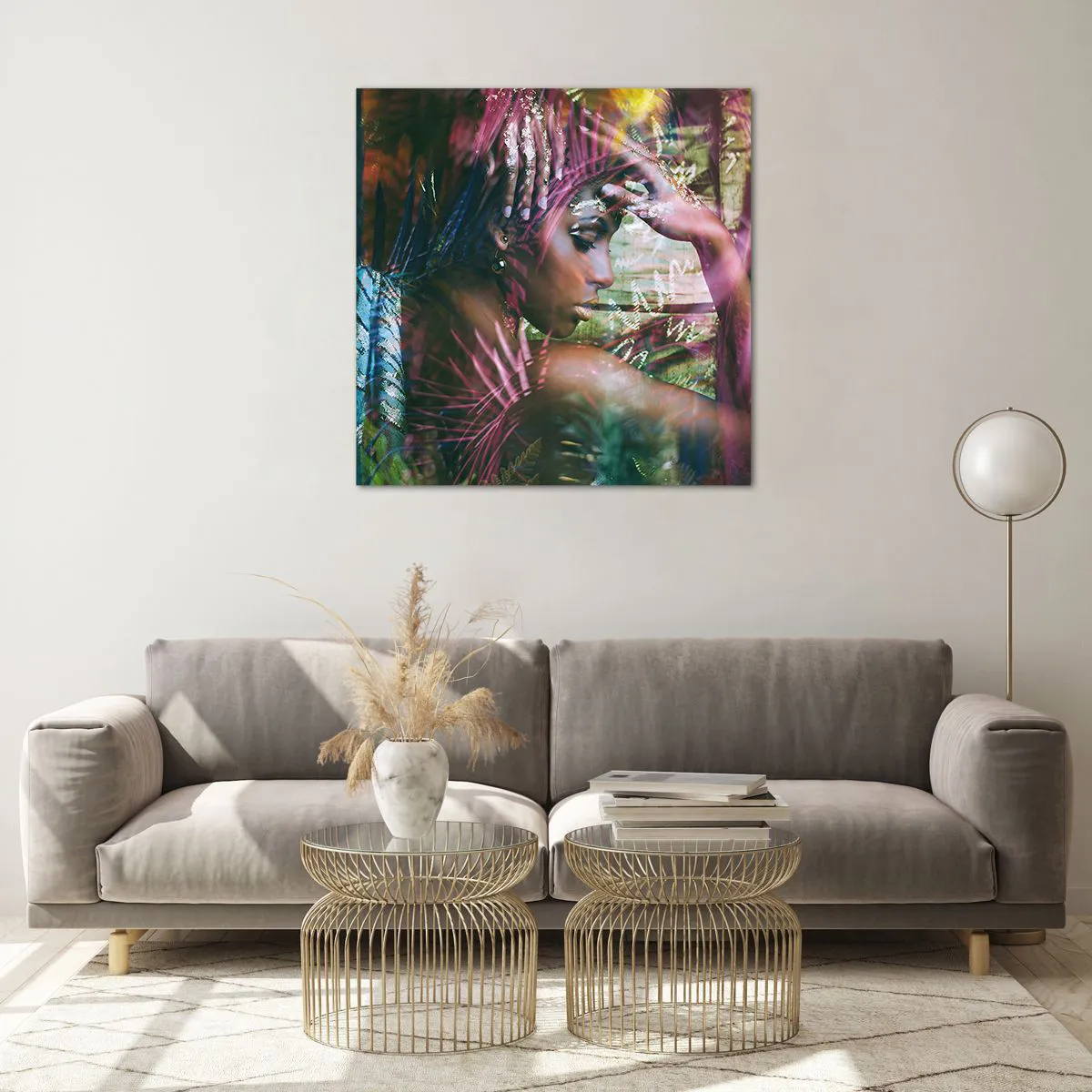 Impression sur verre - Image sur verre - Dame Nature dans la jungle - 70x70 cm
