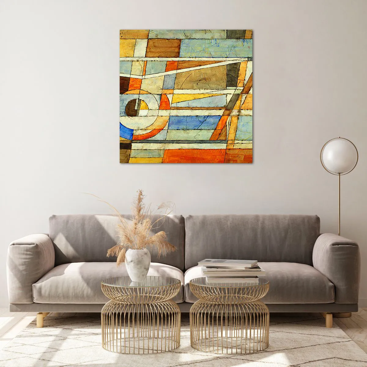 Üveg kép - Kubizmus az építkezésen - 70x70 cm