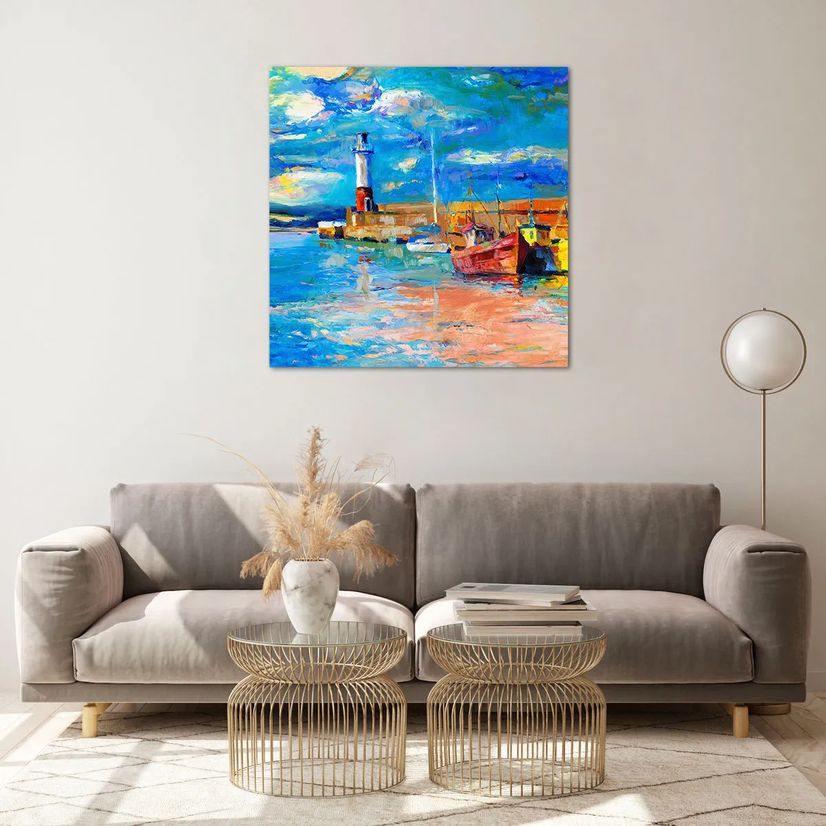 Glasbild - Bild auf glas - Ein Nachmittag in der Regenbogenbucht - 70x70 cm