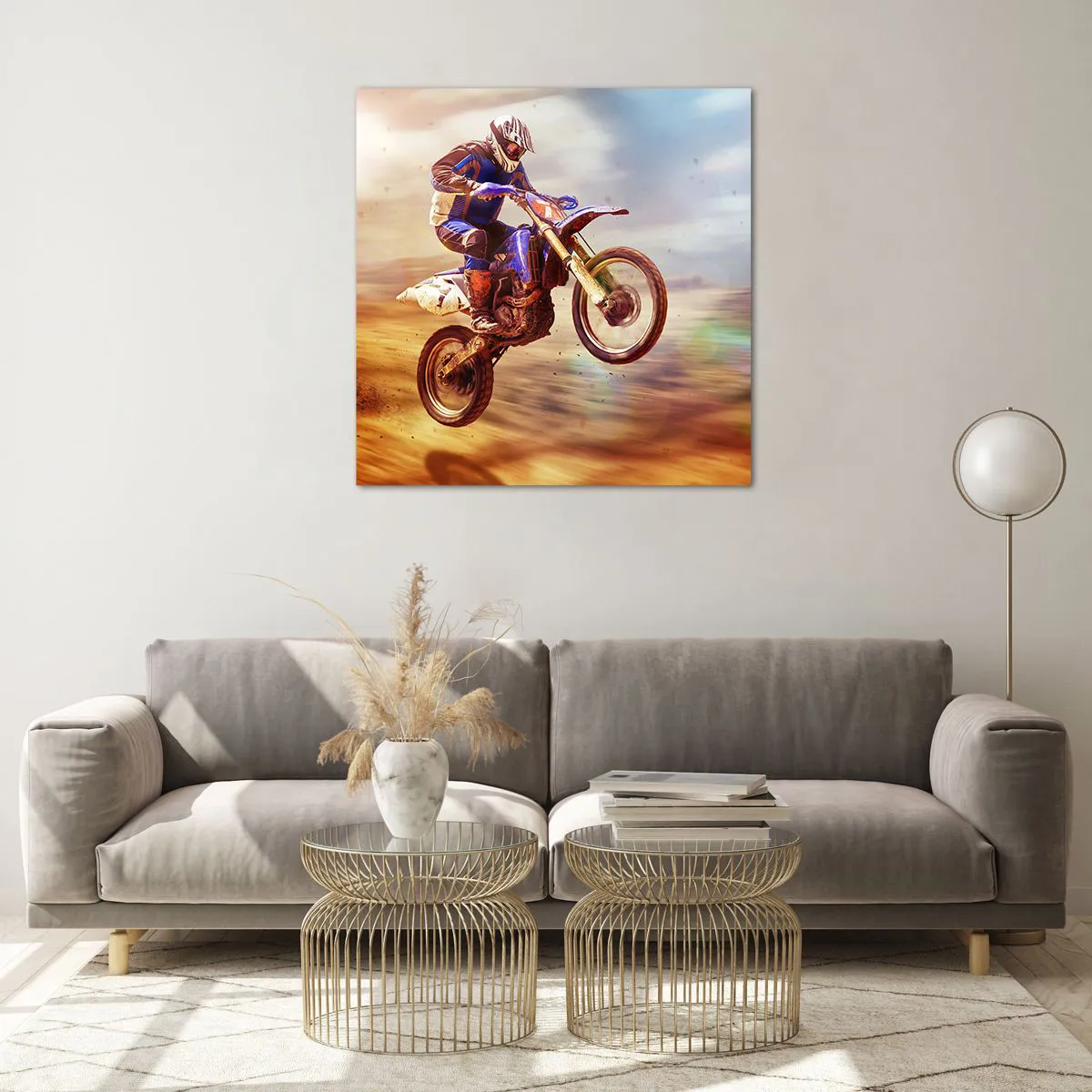 Schilderen op glas - Motor duizeligheid - 70x70 cm