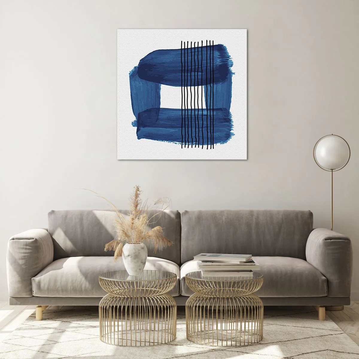 Tablou pe sticlă - Compoziție albastru-negru - 70x70 cm
