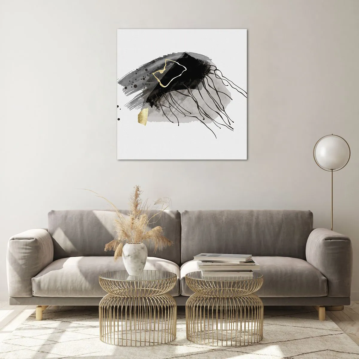 Tablou pe sticlă - Negru și aur - 70x70 cm