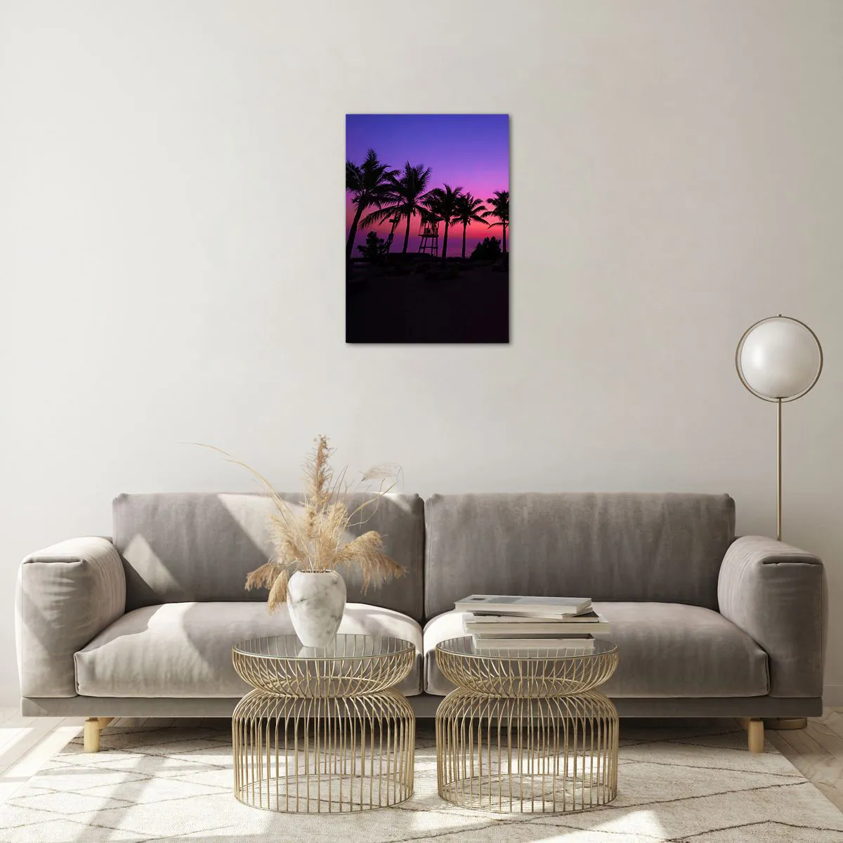 Quadro em vidro - Uma noite sob as palmeiras - 50x70 cm