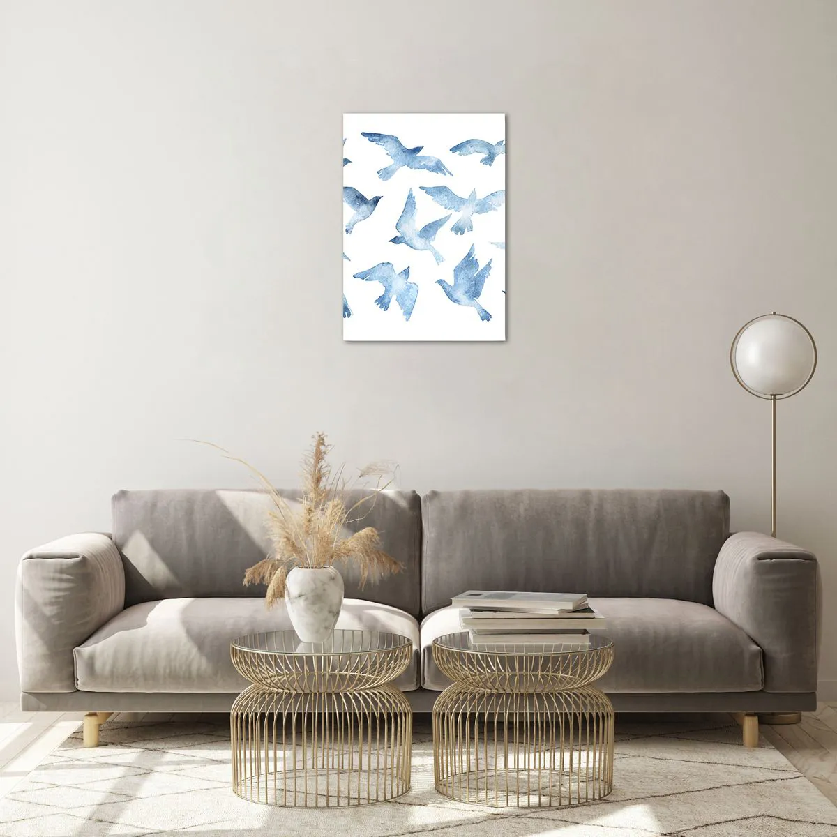 Tablou pe sticlă - Păsări albastre - 50x70 cm