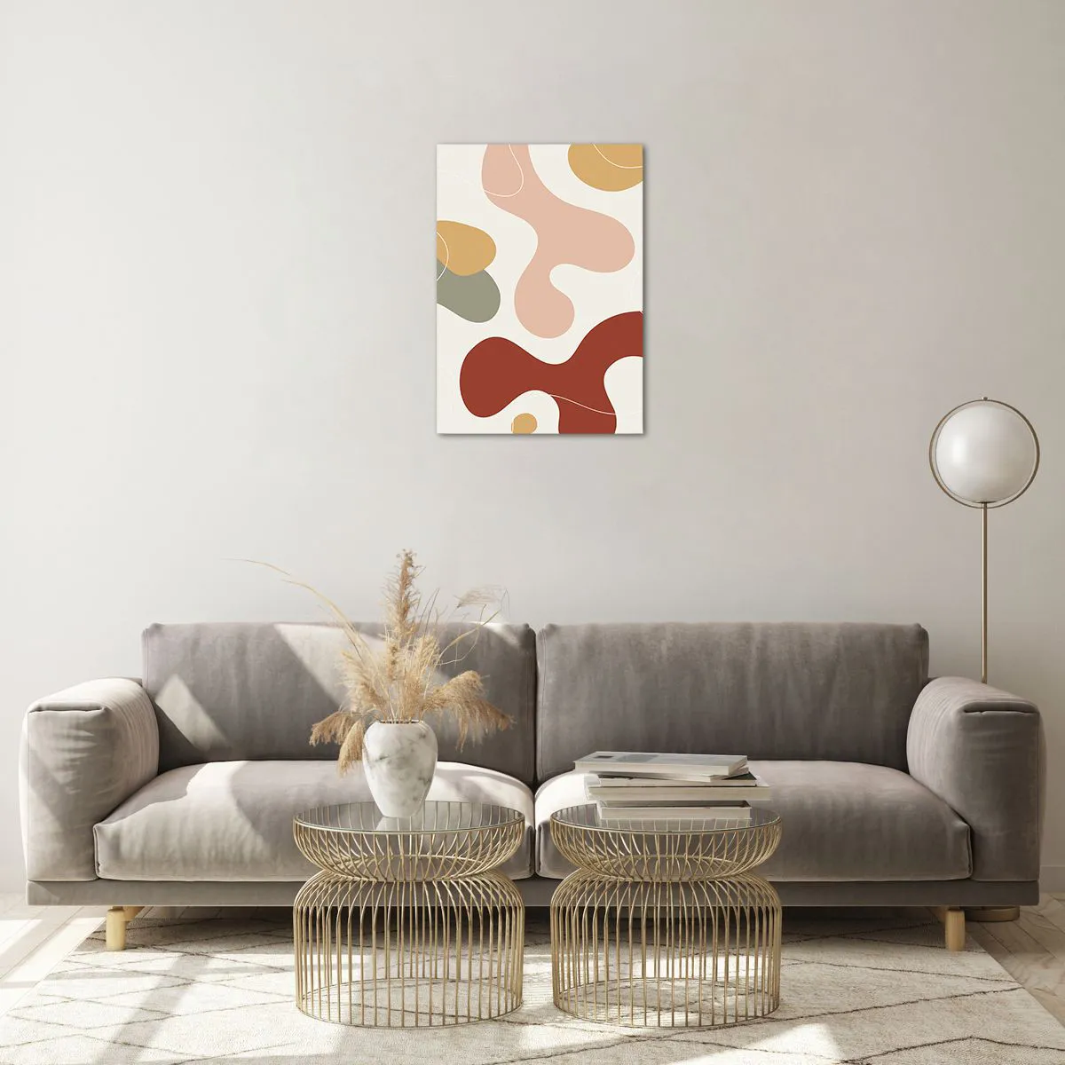 Glasbild - Bild auf glas - Abstrakte Komposition organischer Formen - 50x70cm - Kringel oder Schnörkel? - Moderne Wanddekoration für Wohnzimmer und Schlafzimmer ARTTOR