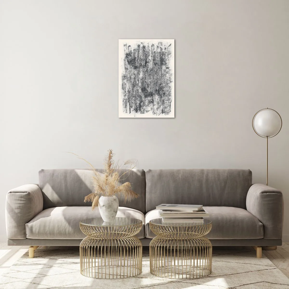 Obraz na szkle - Czarno-biała abstrakcja z efektem rozmycia - 50x70cm - Mglista kompozycja - Nowoczesna dekoracja ścienna do salonu, kuchni i sypialni ARTTOR