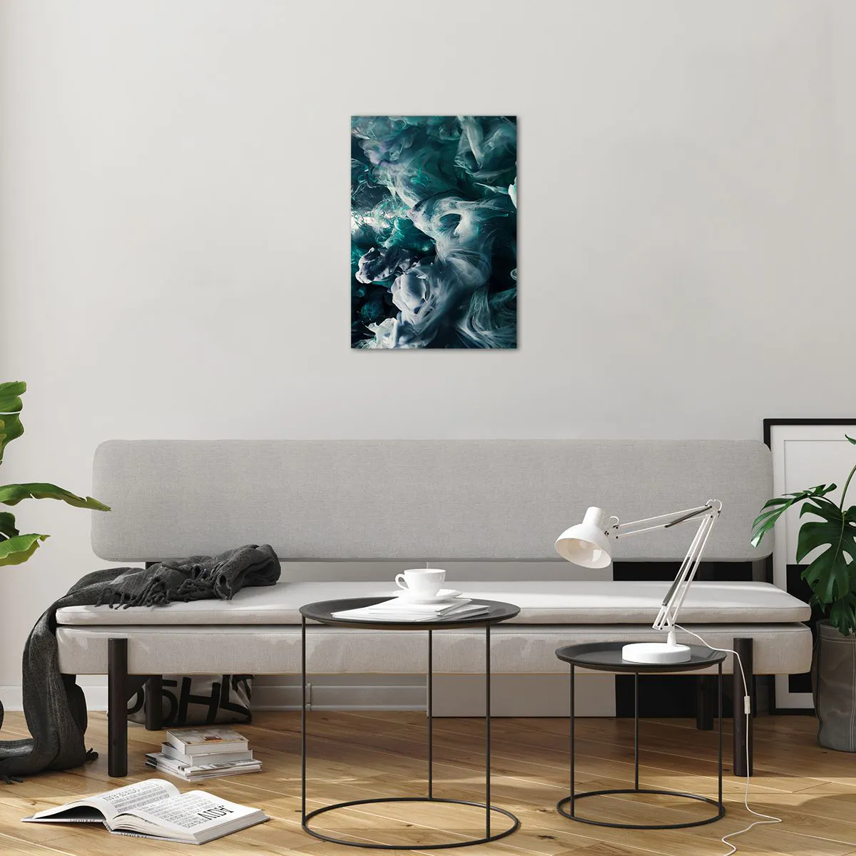 Obraz na szkle - Taniec farb w wodzie tworzący abstrakcyjne kształty - 50x70cm - Ruch koloru - Nowoczesna dekoracja ścienna do salonu, kuchni i sypialni ARTTOR