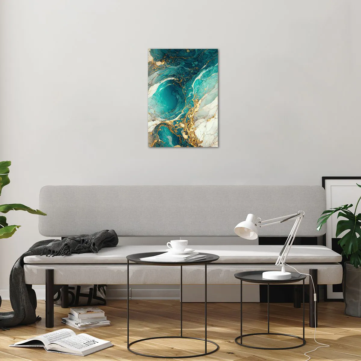 Quadro em vidro - Composição com veios d'ouro - 50x70 cm