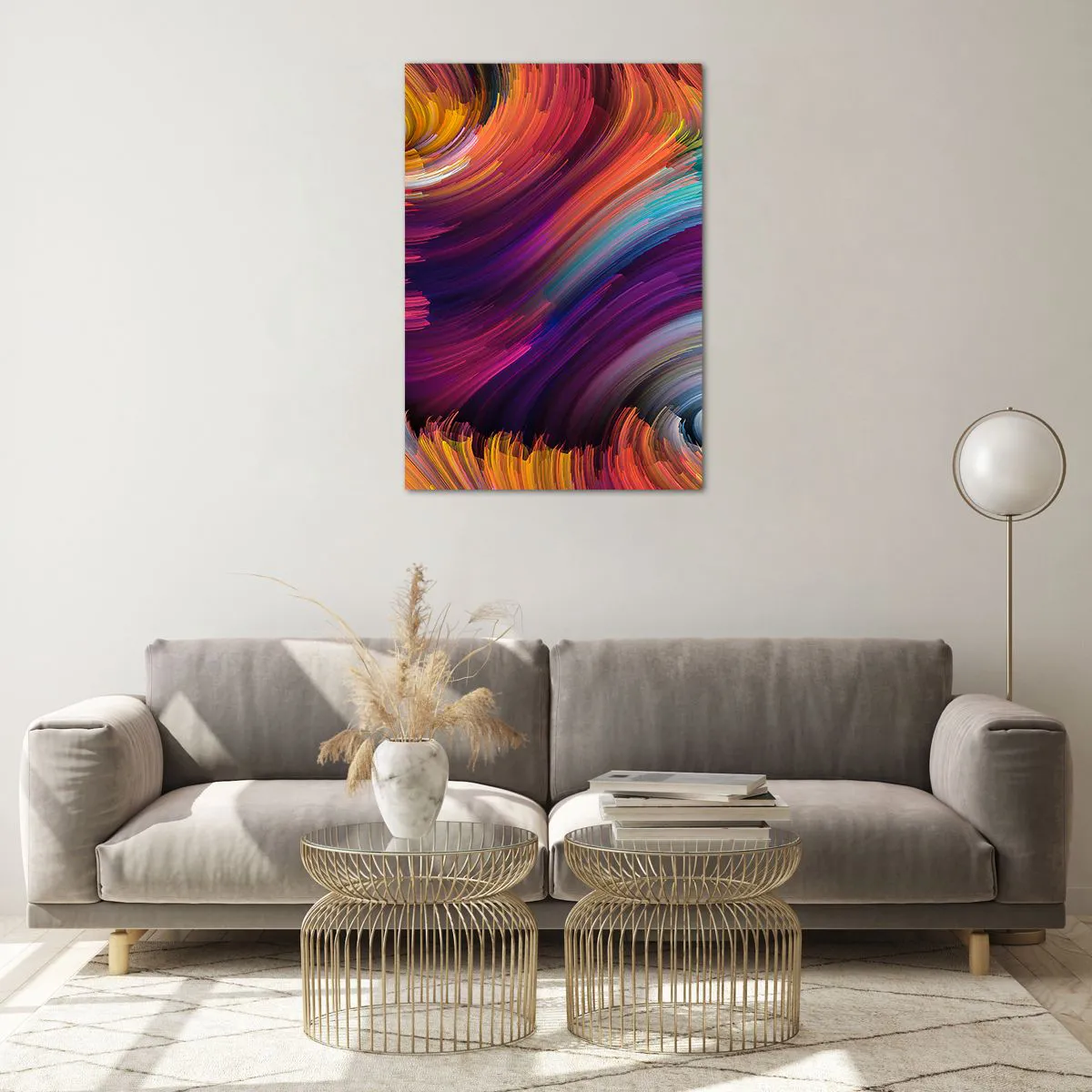 Glasbild - Bild auf glas - Abstrakte Wirbel in leuchtenden Farben - 70x100cm - Der Beginn einer neuen Welt - Moderne Wanddekoration für Wohnzimmer und Schlafzimmer ARTTOR