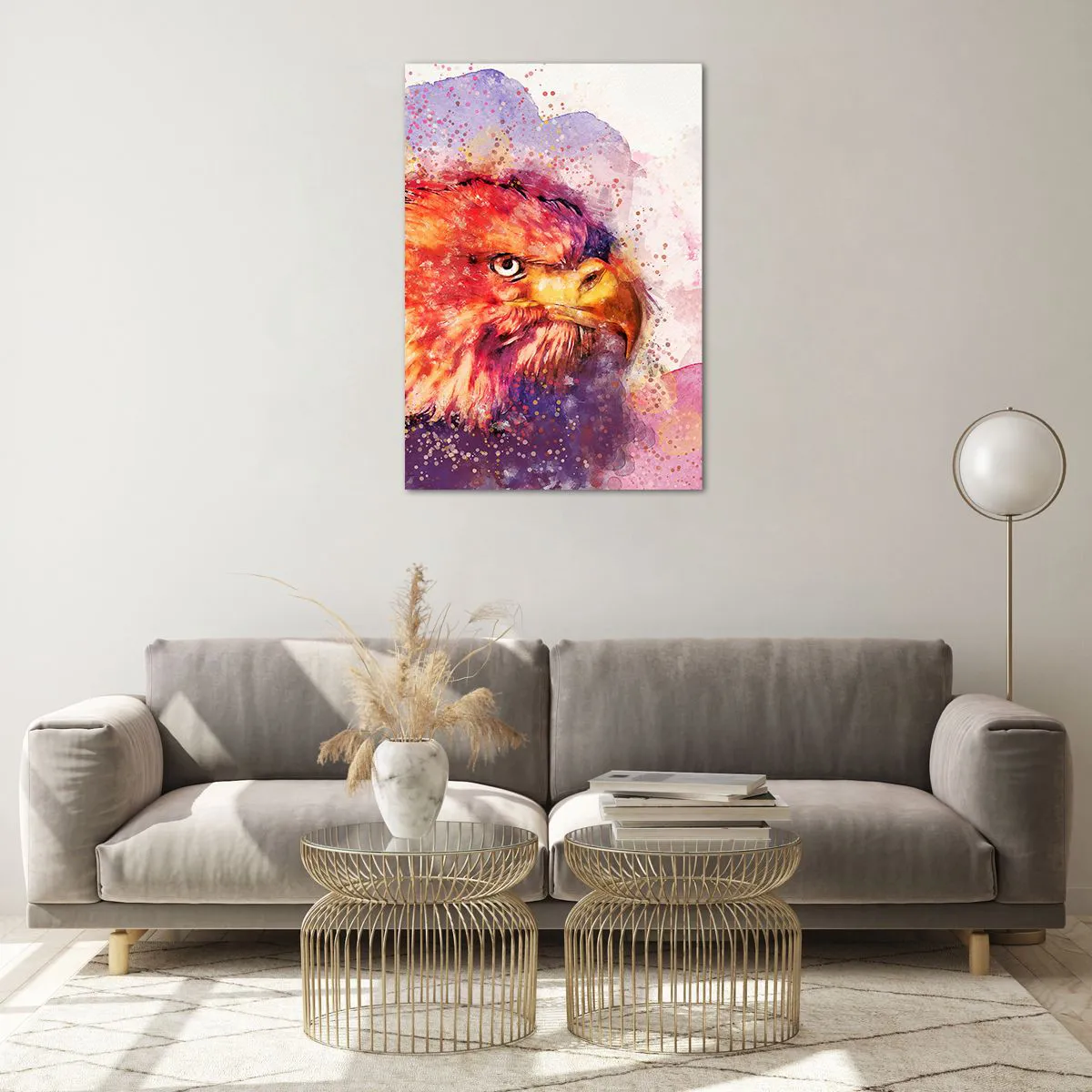 Glasbild - Bild auf glas - Porträt eines Adlers in künstlerischen Aquarellfarben - 70x100cm - Du willst nicht wissen, woran ich denke - Moderne Wanddekoration für Wohnzimmer und Schlafzimmer ARTTOR