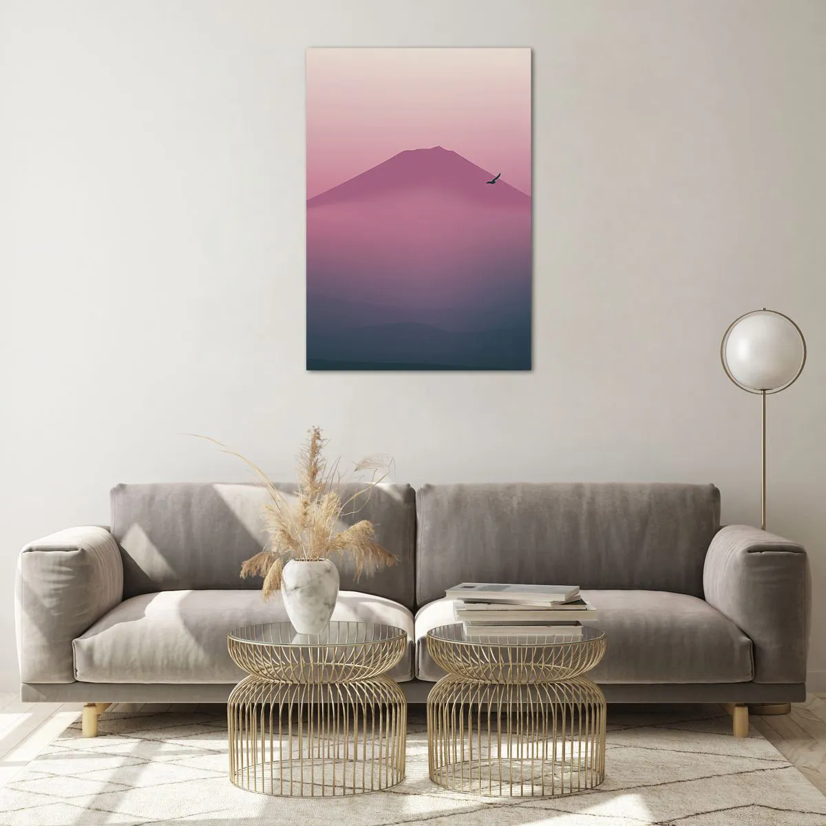 Glastavla - Bild på glas - Vandrare över molnen - 70x100 cm