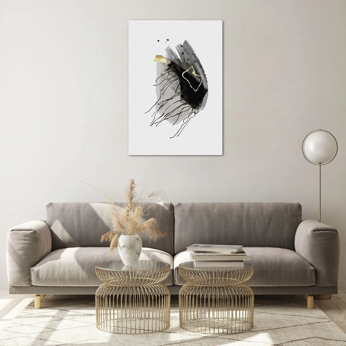 Billede på glas - I sort og guld - 70x100 cm