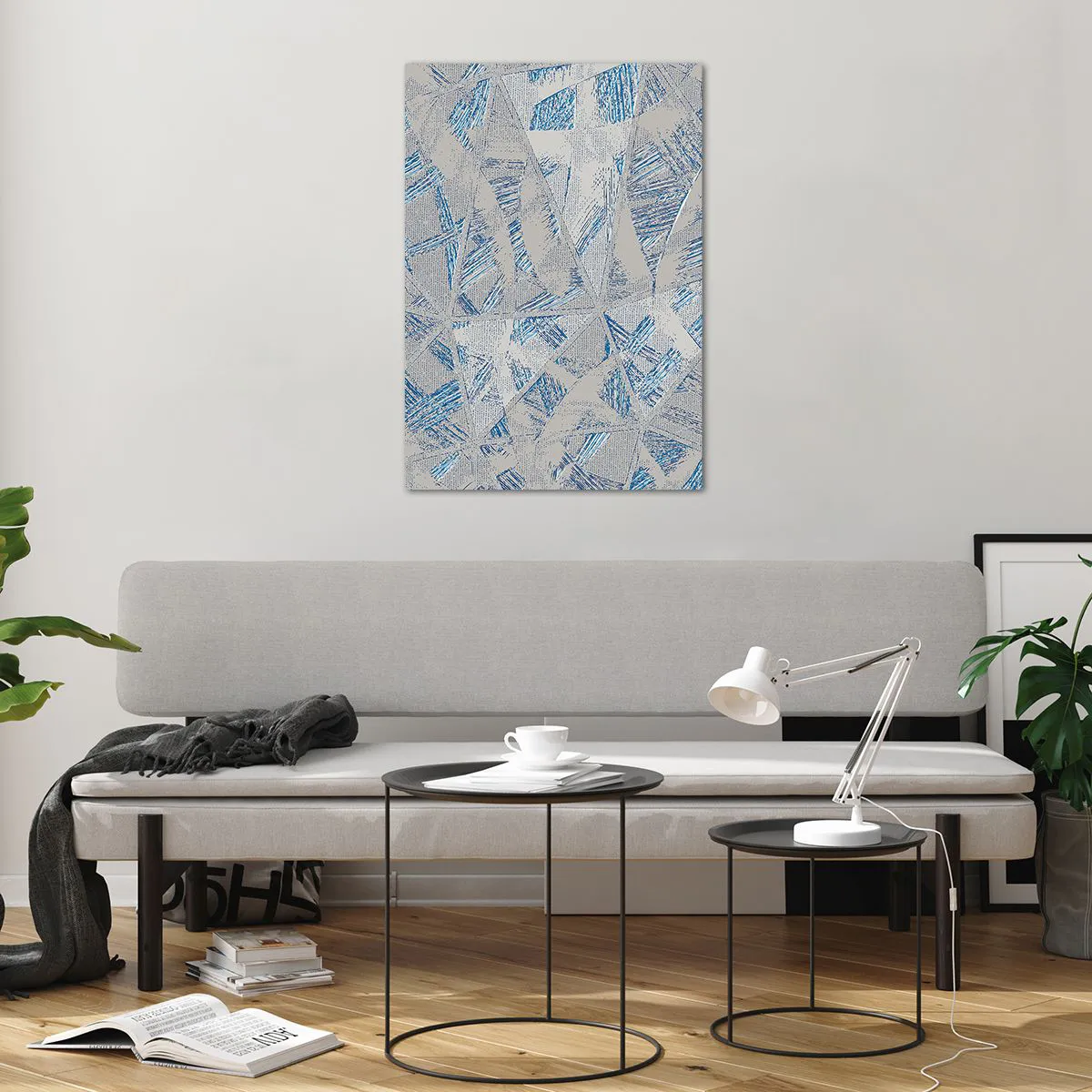 Tablou pe sticlă - Într-un labirint de gri-albastru - 70x100 cm