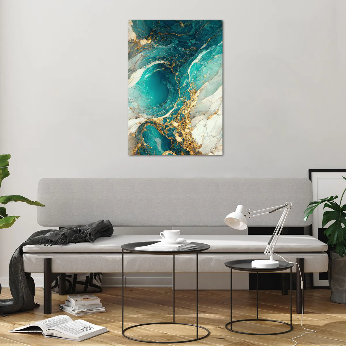 Quadro em vidro - Composição com veios d'ouro - 70x100 cm