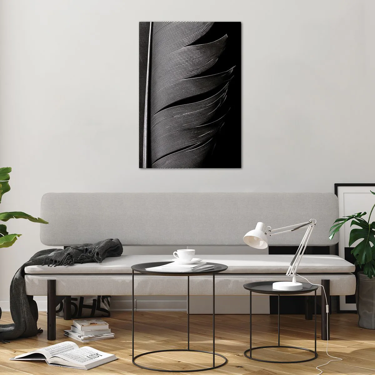 Glastavla - Bild på glas - Fjäder - en underbar konstruktion - 70x100 cm