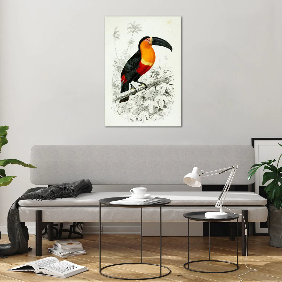 Glastavla - Bild på glas - Fåglarnas färger - 70x100 cm