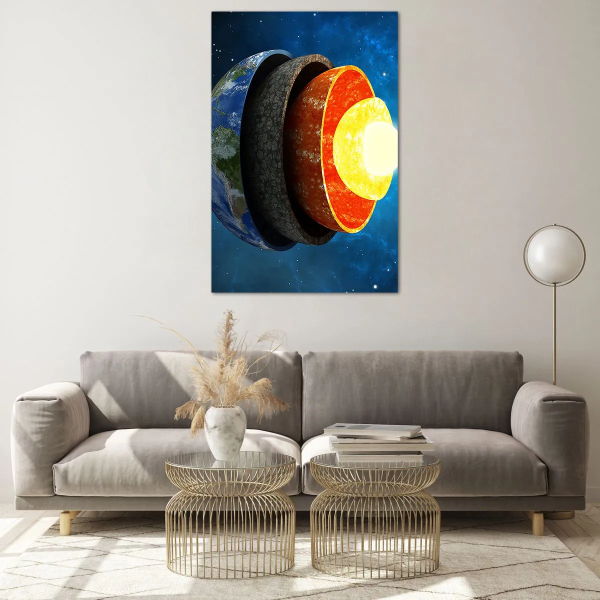 Glastavla - Bild på glas - Resa till jordens inre - 80x120 cm