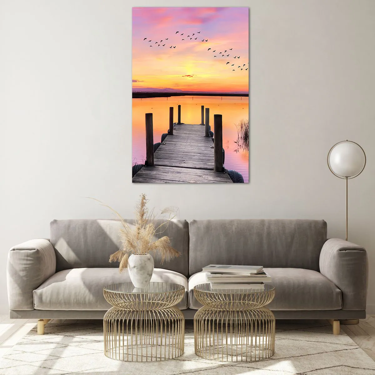 Quadro em vidro - Silenciosa Alvorada Violeta  - 80x120 cm